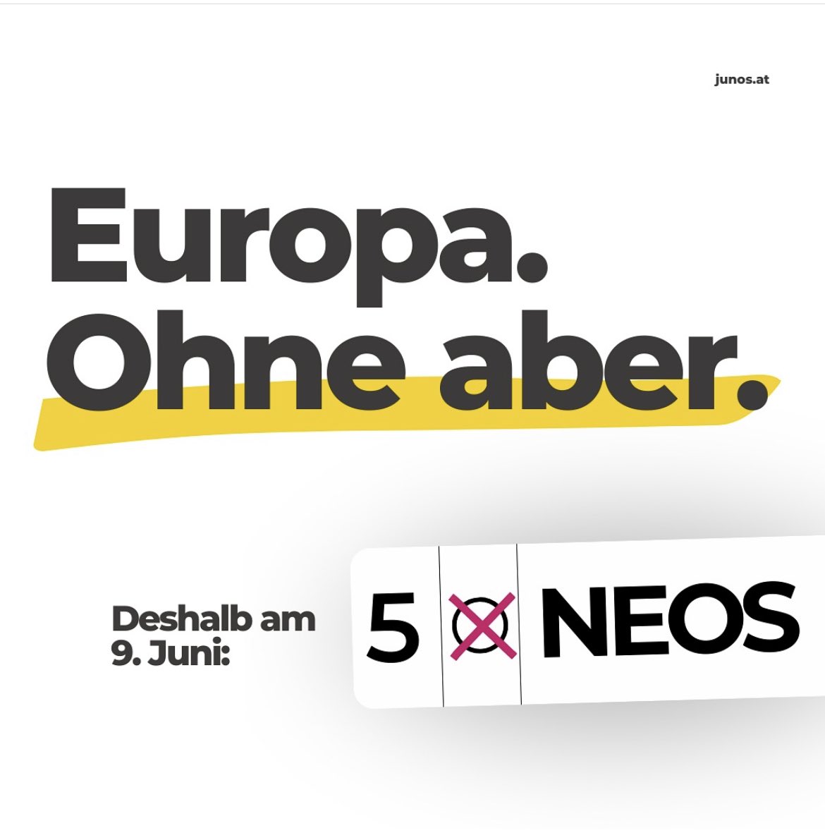 junos_at's tweet photo. Das geeinte Europa ist das Beste, was uns passieren konnte. 🇪🇺

Wir sagen: Es braucht Europa. 
Ohne aber. 

Am 09. Juni NEOS wählen. 🗳️

#GenerationEuropa https://t.co/2unLREfnlD
