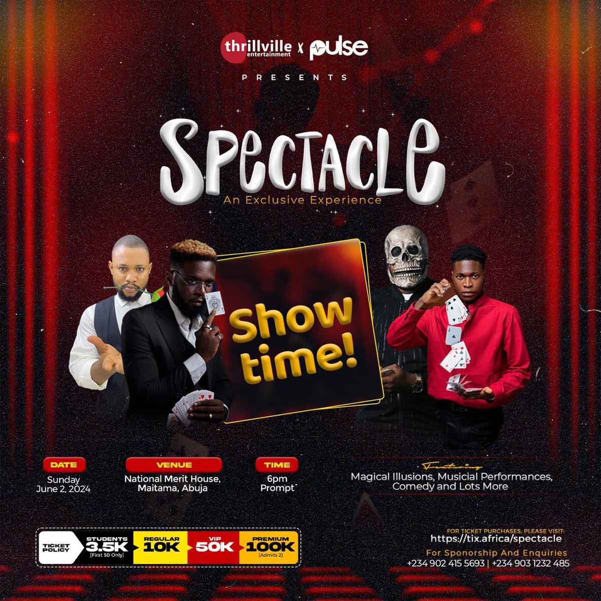 realkingss's tweet photo. Tonight is going to be magical 🧙♂️
Will you be there?
Don’t miss out as it’s going to be mind blowing all through encounter.
Come and have a wonderful experience at the #AbujaMagicShow
Ticket link - https://t.co/8pNkoTG8Qj
#TheSpectacle @thrillville_ https://t.co/3FWGANBnYT