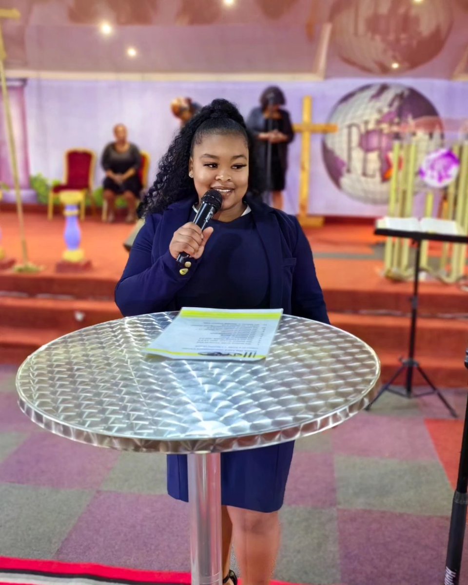 Gugu Dladla reminding the congregation of the church values. #YouthMonth2024 #PLWCYouth #SundayService #PLWC23 #SeeIamDoingANewThing #BishopDCNkosi