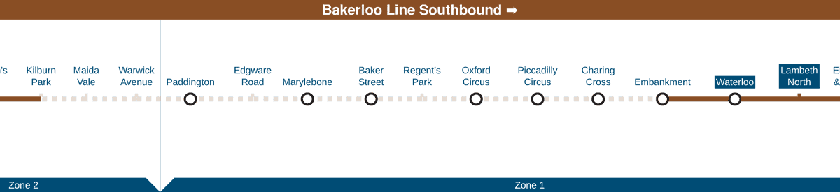 18 minute gap detected southbound on the Bakerloo line. Last seen at 10:28 from Waterloo and Lambeth North. Track it live here: truetubestatus.com/gap/665c3aab74…