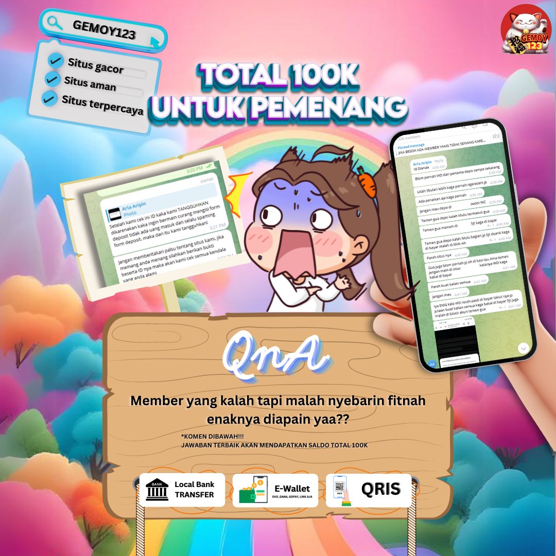 gemoy123vip's tweet photo. 100k untuk kamu yang ikutan event qna di facebook kita..!! ayo gas intip Facebook kita  FB : https://t.co/sF27Fms2ru https://t.co/KCuMILztyq