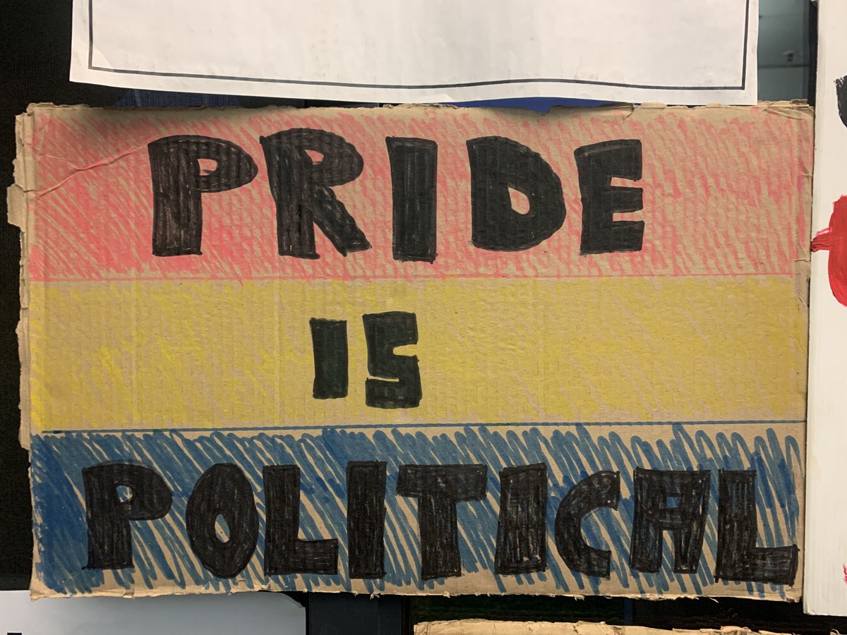 pinkydearaujo's tweet photo. This June, let’s not forget: PRIDE IS POLITICAL. We should be grateful to memory institutions such as @gala_archive and @aia_angola, for encouraging us to remember. Image from a placard workshop organised by GALA for IDAHOBIT. #queermemory #pridemonth #lgbti #queerafrica https://t.co/alwA6JbZn0