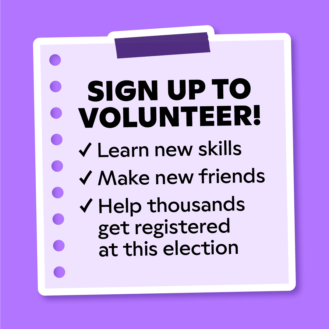 Volunteer with Just Register UK, and help people get registered to vote this election.

Sign up today ➡️ airtable.com/appckoqNha4Ug0…