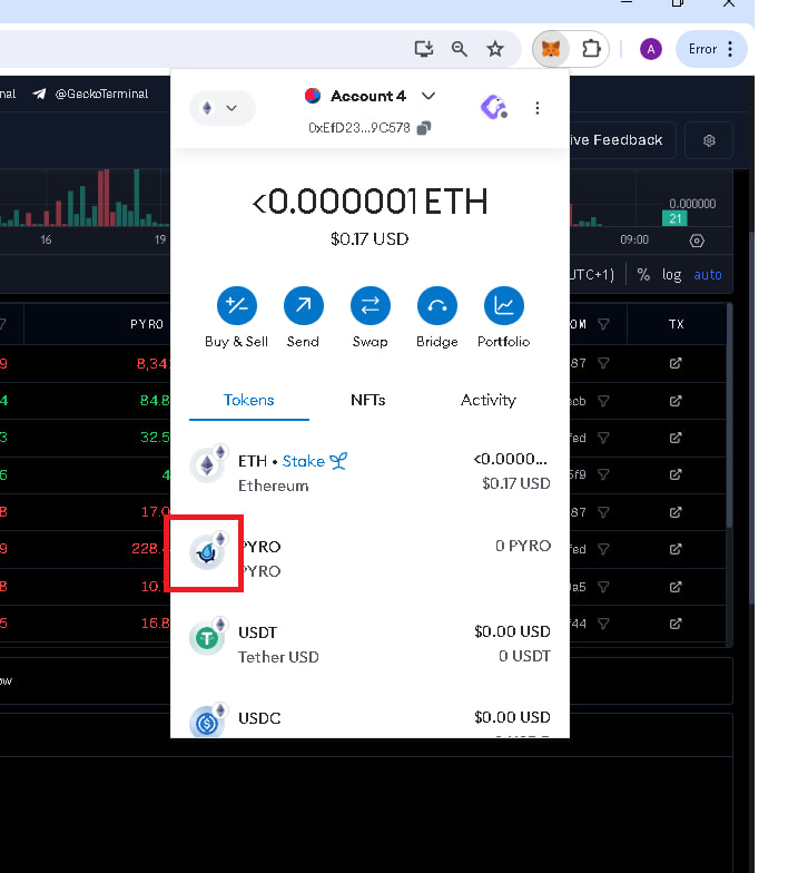 Unmuttable's tweet photo. Pyro logo added to coin geko, Logo updated in metamask #pyropass $pyro https://t.co/lD5BI9HHcM