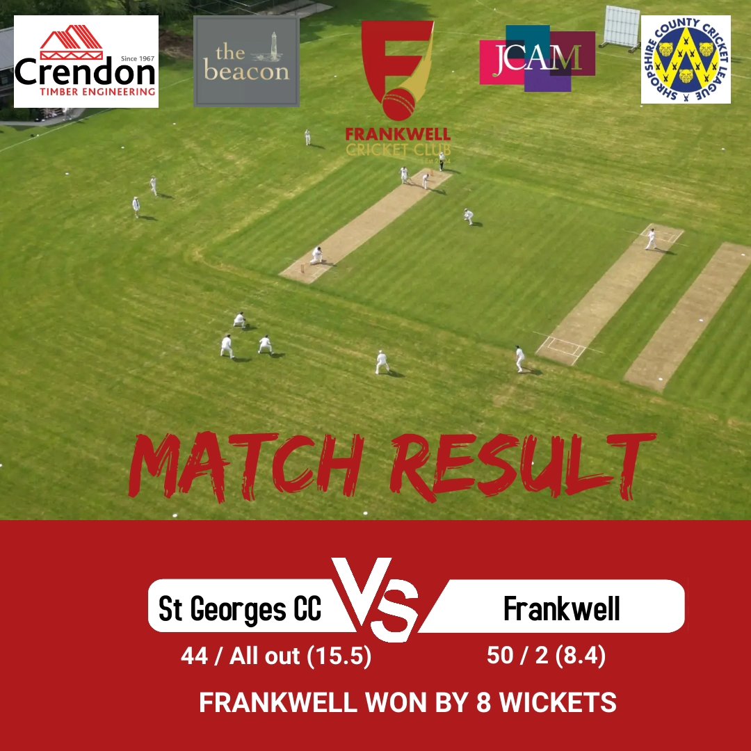 🚨WEEKEND RESULTS🚨

1st XI won Away at Column CC 
2nd XI won at Home vs Allscott Heath CC
3rd XI Won Away at St George's CC

Our first 3 out of 3 weekend of the season 🎆🎇

#forzaFrankwell #frankwellcc #lovearunchase