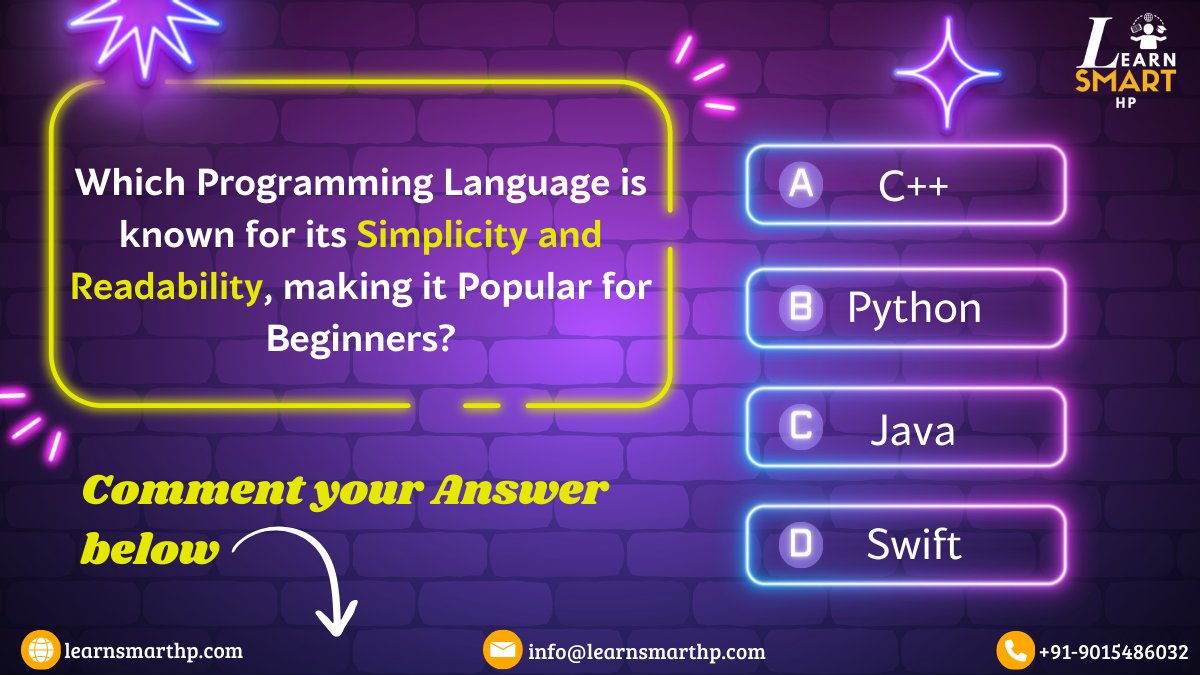 LearnSmartHP's tweet photo. Test your knowledge and conquer the quiz challenge! 🧠💡
.
#ProgrammingQuiz #TechTrivia #CodingChallenge #GeekQuiz #TechLearning #CodeTrivia https://t.co/Ya2o0iglY1