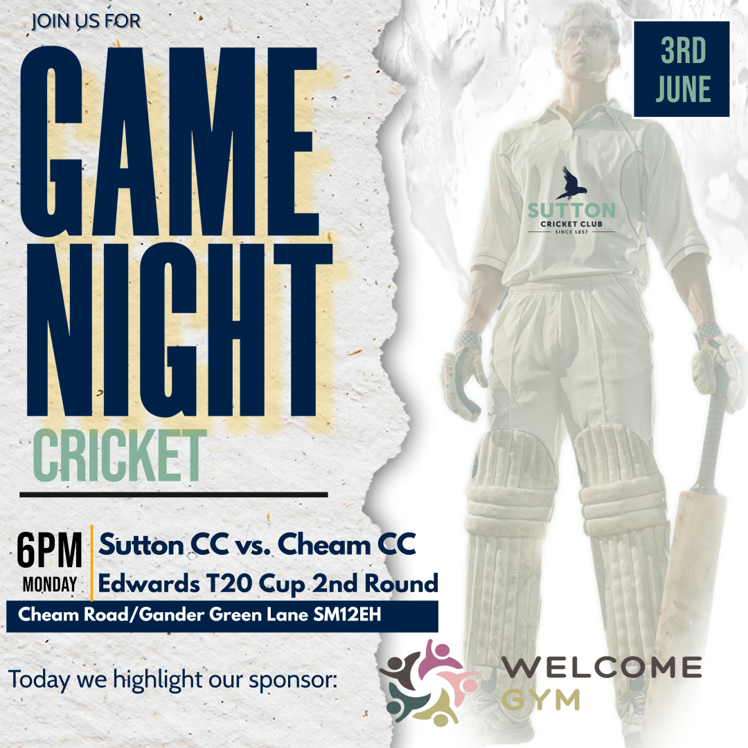 Sutton Cricket Club, Surrey. (@suttoncricket) on Twitter photo <a href="/SurreyChamp/">AJ Sports Surrey Championship</a> T20 for the Edwards Cup: Tomorrow, Monday 3rd June, 6:00pm, at Cheam Road. <a href="/SurreyChamp/">AJ Sports Surrey Championship</a> T20 for the Edwards Cup: Tomorrow, Monday 3rd June, 6:00pm, at Cheam Road.