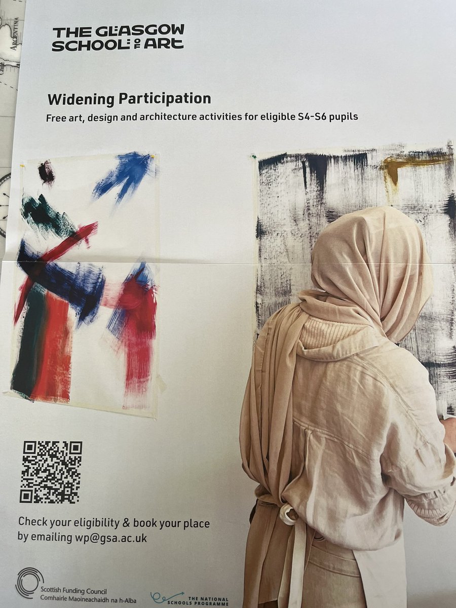 The School of Art is offering free art, design and architecture activities for eligible S4-S6 pupils through their wider participation programme. To check your eligibility &amp; book and place email wp@gsa.ac.uk