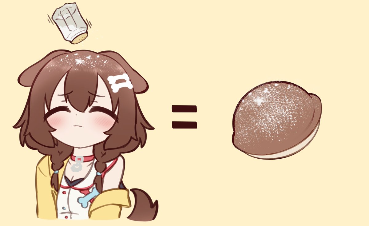 戌神ころね ,戌神ころね(通常) 「ころさん=ベビーカステラ完全証明。#えかきすきー#できたてころね 」|あかいぬ将軍🥐のイラスト