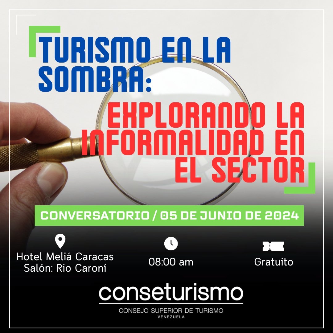 En la XXX ExpoAVAVIT CONSETURISMO invita al conversatorio "*TURISMO EN LA SOMBRA: EXPLORANDO LA INFORMALIDAD EN EL SECTOR*". Tema de gran interés para quienes hacemos vida en este importante sector.

Registro acortar.link/NSnwzS (mismo link de la feria)