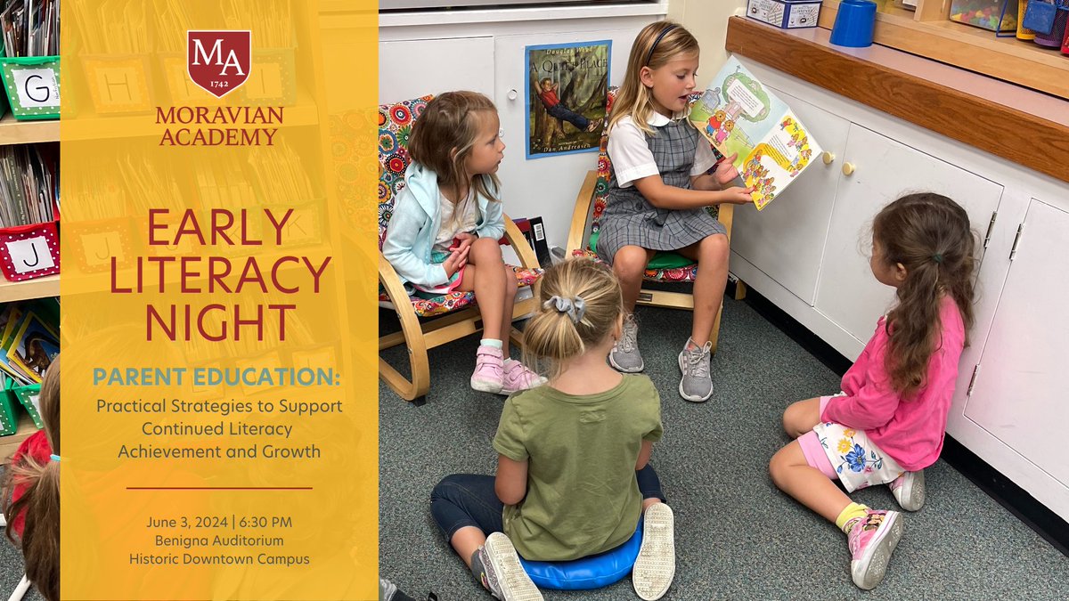 📚✨ Early Literacy Night is TOMORROW! ✨📚

There is still time to register! Join us on June 3rd at 6:30 PM in Benigna Auditorium, Historic Downtown Campus. 

Empower your child's reading success with hands-on, multisensory approaches. 

Register now: hubs.li/Q02z9Vjb0