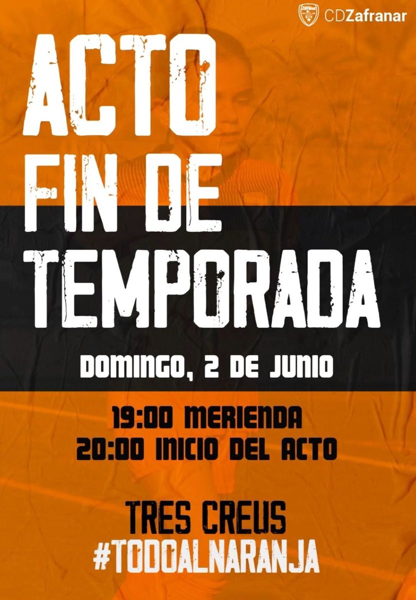 pacopolit's tweet photo. 🎙 Broche a un gran año 23-24 en @cdzafranar1934: ¡nos vemos desde las 20h en Tres Cruces con el Acto de Fin de Temporada! #TodoAlNaranja 🧡✌️ https://t.co/lAQY93XPkP