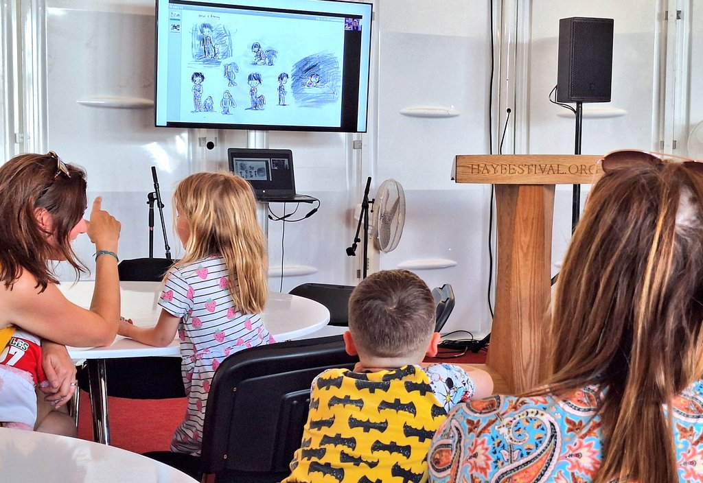 WmPowell2021's tweet photo. A break from the campaign today to mark the closing day of @hayfestival. Wonderful session earlier with @owensheers & illustrator #HelenStephens presenting on #DrewMooandBunnyToo in collaboration with @dbwcharity. An imaginative, interactive workshop & great fun too #TeamDrew 🙏 https://t.co/fRpPCeNQSK