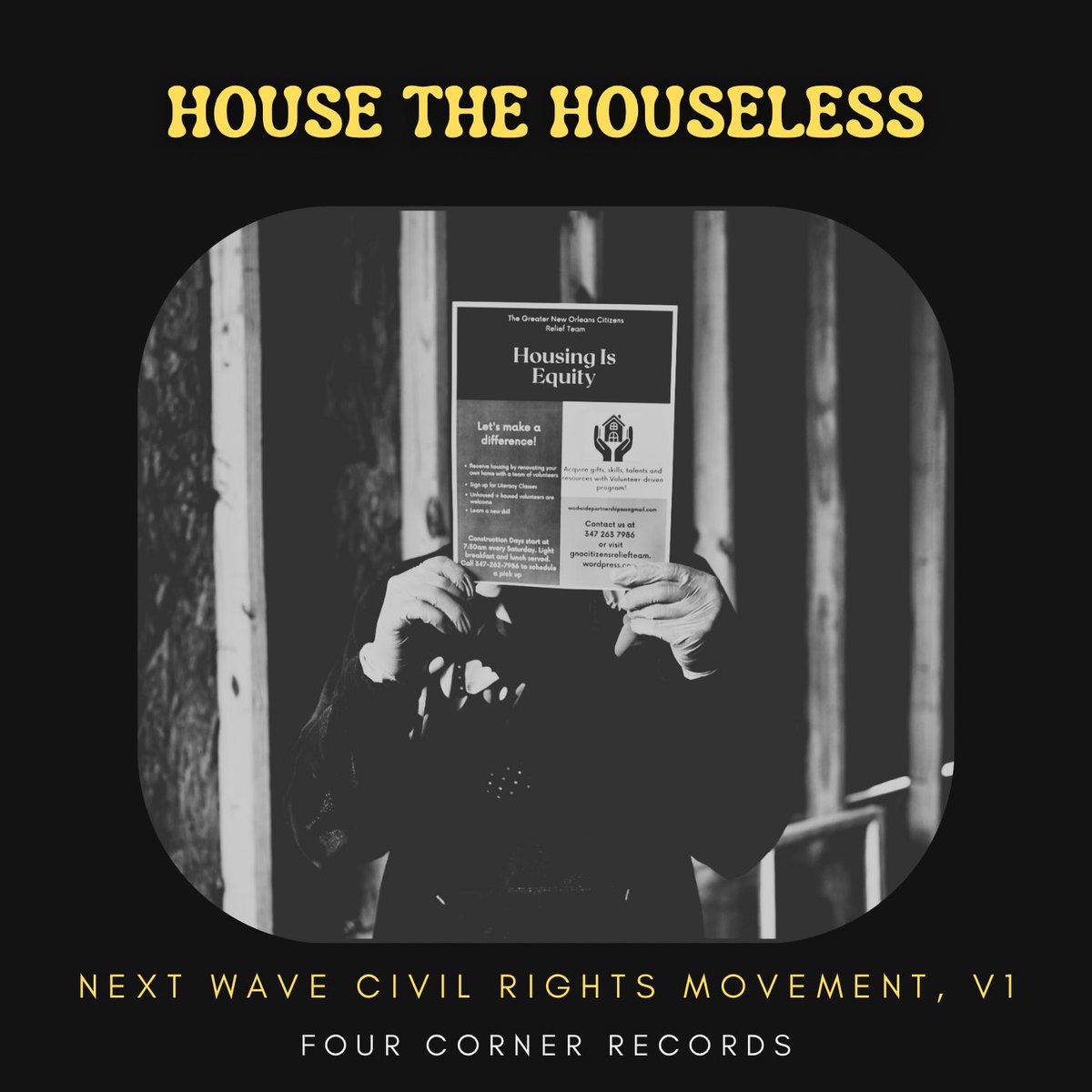 thatsmyww's tweet photo. “House The Houseless: Next Wave Civil Rights Movement, V1” is the new Spoken Word Compilation by Four Corner Records (@fourcornerrec). 

Out this summer☀️ 

#soulmusic #freedommusic #socialjustice #music #spokenword #fourcorner #recordlabel https://t.co/Zsch3Cah8K