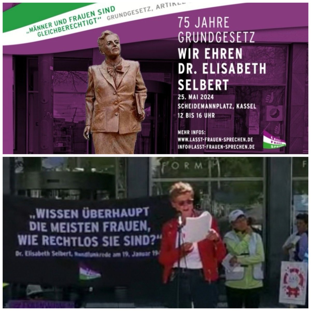 Jetzt zum Nachlesen - Gunda Schumanns Rede auf der großartigen Kundgebung von 'Lasst Frauen Sprechen' anlässlich '75 Jahre Grundgesetz' zu Ehren von Elisabeth Selbert :  laz-reloaded.de/wp-content/upl…  
weitere Infos und Links dazu auf unserer Webseite 
laz-reloaded.de/2024-2/