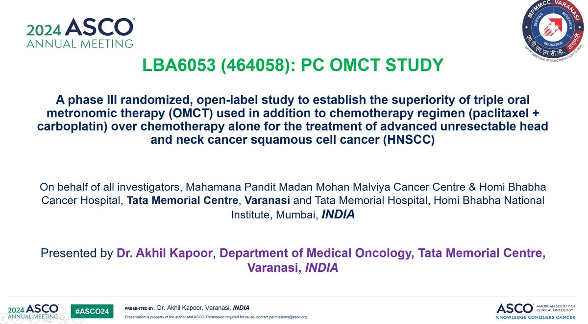 drakhilkapoor1's tweet image. Results of our Phase III RCT of addition of Triple OMCT to Chemotherapy in platinum sensitive HNSCC. 
Both significant PFS and OS benefit, somewhat similar to CETUXI.
Immediately practice changing for those who can&apos;t afford IO/Cetuximab. 
@ASCOPost @Bipinesh @csoncol @SuyogCancer