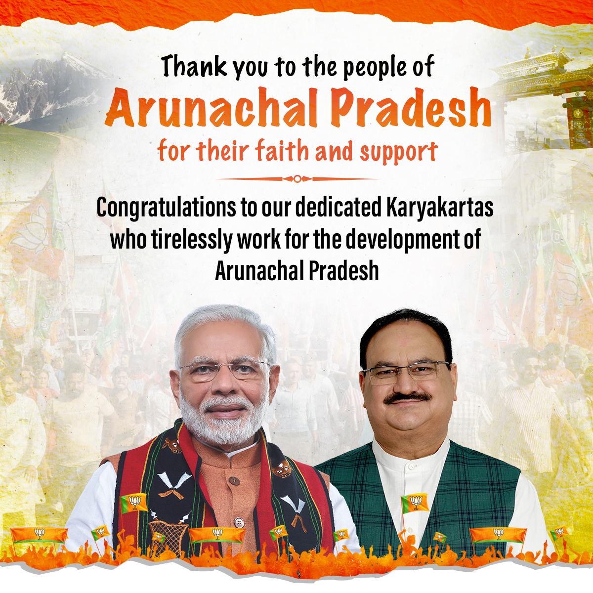 BahriManas's tweet photo. Thanks to the people of Arunachal Pradesh for showing their love and faith towards the most illustrious  prime minister Shri @narendramodi Ji and congratulations to hardworking karyakartas of @BJP4Arunachal without you this was impossible.💐
#BJPGovernment #arunachalpradesh https://t.co/AdKMWDOx8p