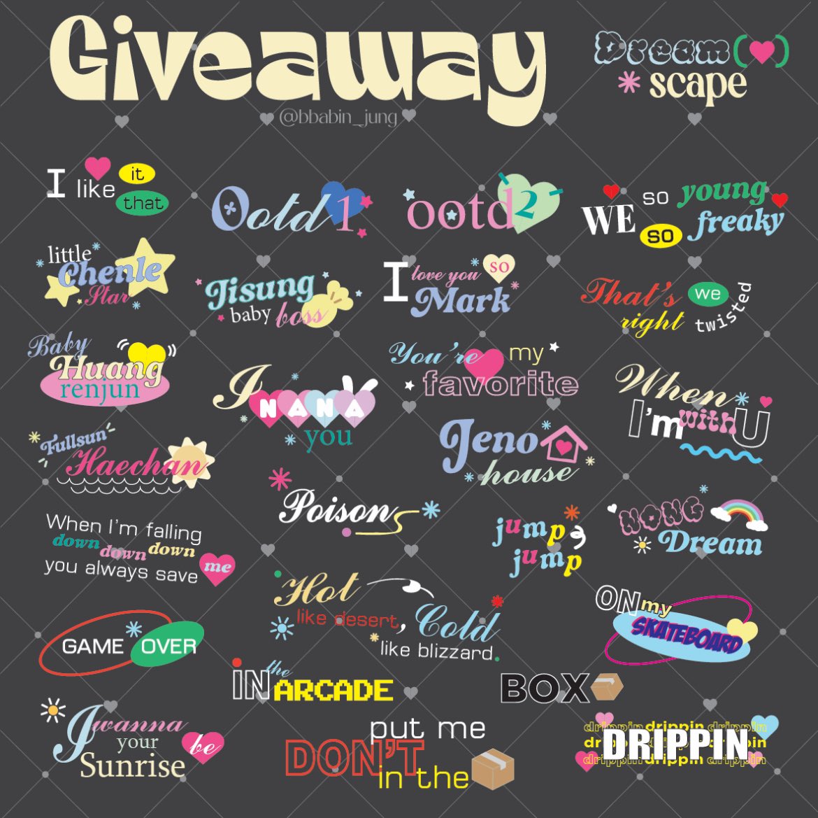 bBabin_jung's tweet photo. ° ᡣ𐭩 pls kindly rt ˖⊹
𝓰𝓲𝓿𝓮𝓪𝔀𝓪𝔂 
💚png sticker for clip/story💚

˖⊹ TDS3-playlist
˖⊹member name
˖⊹7dream
˖⊹ootd

📂 https://t.co/HWXb2E4Btw

ใช้แล้วฝากมาอวดใน #คุณบบรีวิว กันด้วยน้า~🫶🏻🩷

#NCTDREAM_THEDREAMSHOW3_in_BKK #NCTDREAM_THEDREAMSHOW3 
#แจกไฟล์png #แจกpng https://t.co/q82ChWZaLD