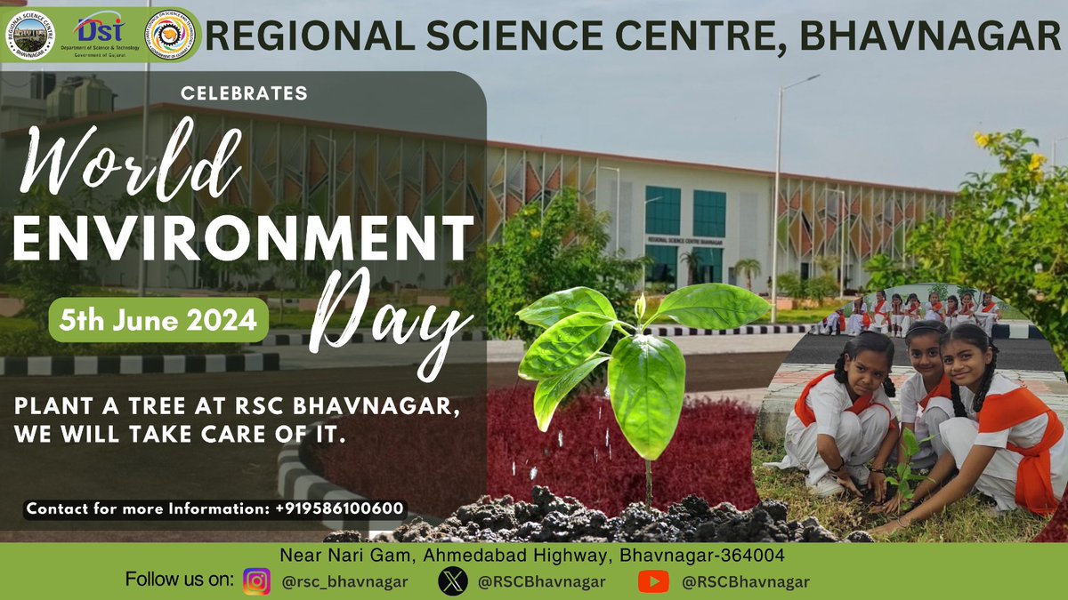 Regional Science Centre (RSC)Bhavanagar (@rscbhavnagar) on Twitter photo Plants are like the Lungs for our Earth...
Plants are essential to maintain good life and balance the entire ecosystem...
On 5th June 2024, 10:00 am, let's join us for a tree plantation drive <a href="/RSCBhavnagar/">Regional Science Centre (RSC)Bhavanagar</a> to celebrate the #WorldEnvironmentDay Plants are like the Lungs for our Earth...
Plants are essential to maintain good life and balance the entire ecosystem...
On 5th June 2024, 10:00 am, let's join us for a tree plantation drive <a href="/RSCBhavnagar/">Regional Science Centre (RSC)Bhavanagar</a> to celebrate the #WorldEnvironmentDay