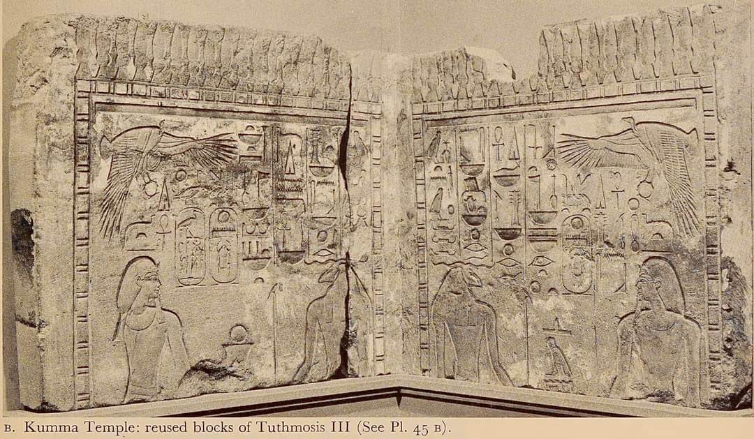 NubianGeographi's tweet photo. The temple of Khnum at Kumma  also called Semna east temple, with block reliefs of Tuthmosis III in its original location in Wadi Halfa.

photography of Reisner Nubian expedition

#Nubia #Egypt #Sudan #Africa #Nubiangeographic #Halfa https://t.co/AGFy4rXRJX