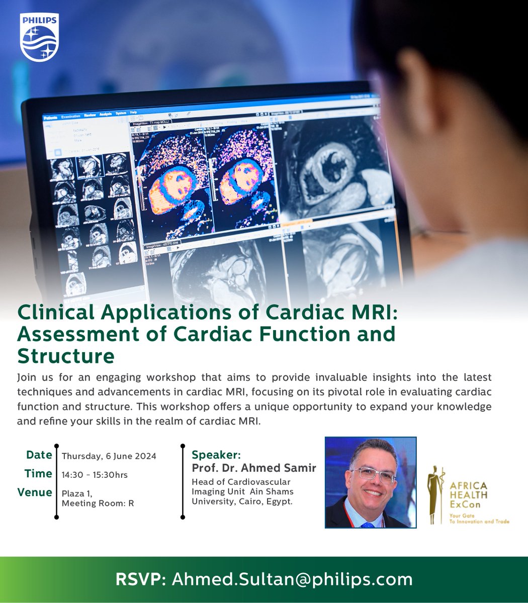 Cardiac MRI workshop at #AfricaHealthExcon. Seats are limited.
RSVP to join us for invaluable insights into the latest techniques and advancements in cardiac MRI. <a href="/Africahealthex1/">Africahealthexcon</a> #AfricaHealthExcon2024