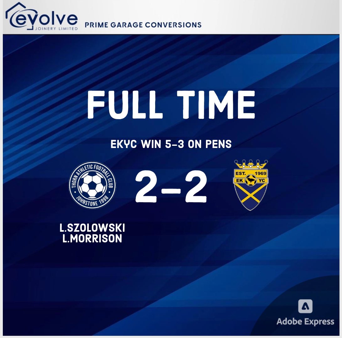 Thorn2007s's tweet photo. Today wasn’t meant to be, the boys gave everything and worked hard with a light squad in today’s final but marginally just missing out on penalties. We dust ourselves down and go again in our final game of the season in the league cup final in 2 weeks.

Congratulations to EKYC🤝 https://t.co/DLm0kYBFJF