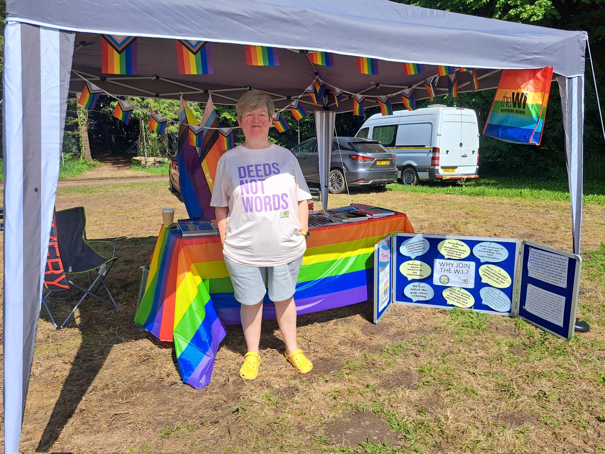 Today is day three of the Out and Wild Festival. The sun is shining in Lawrenny and here is Sam modelling one of the new WI T-Shirts. So many people are surprised to see the WI here, been asked a lot this weekend "..are you really The WI"? #womensinstitute #outandwild #nfwi #pfwi