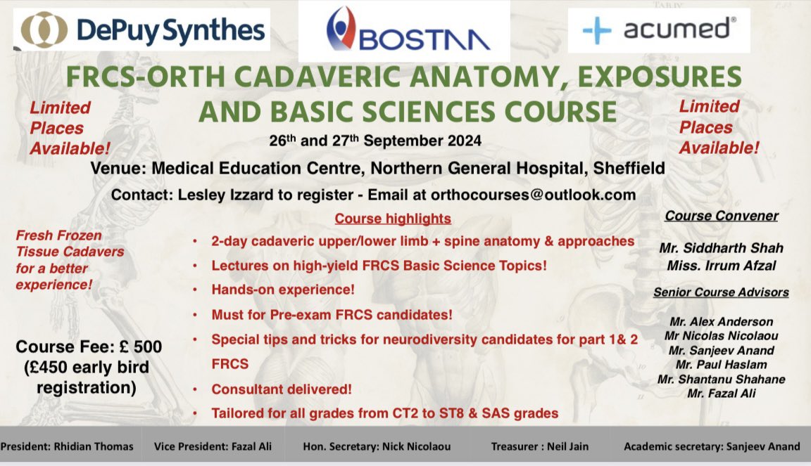 BOSTAA (@bostaa_uk) on Twitter photo 🔊 Calling all trainees, this is not a course to miss out on! If you haven’t already booked your spot, now is the time! Book today, don’t delay! <a href="/BritOrthopaedic/">BOA</a> <a href="/bota_uk/">BOTA</a> <a href="/SRSorthopedics/">SRS@Siddharth Shah</a> <a href="/iafzal1/">Irrum Afzal</a> <a href="/drneiljain/">drneiljain</a> <a href="/HTOsmani/">Humza Tariq Osmani</a> <a href="/thomasllewis/">Tom Lewis</a> <a href="/PRM_Nicholas/">Paddy Nicholas</a> <a href="/Hampton_ortho/">Matt Hampton</a> 🔊 Calling all trainees, this is not a course to miss out on! If you haven’t already booked your spot, now is the time! Book today, don’t delay! <a href="/BritOrthopaedic/">BOA</a> <a href="/bota_uk/">BOTA</a> <a href="/SRSorthopedics/">SRS@Siddharth Shah</a> <a href="/iafzal1/">Irrum Afzal</a> <a href="/drneiljain/">drneiljain</a> <a href="/HTOsmani/">Humza Tariq Osmani</a> <a href="/thomasllewis/">Tom Lewis</a> <a href="/PRM_Nicholas/">Paddy Nicholas</a> <a href="/Hampton_ortho/">Matt Hampton</a>