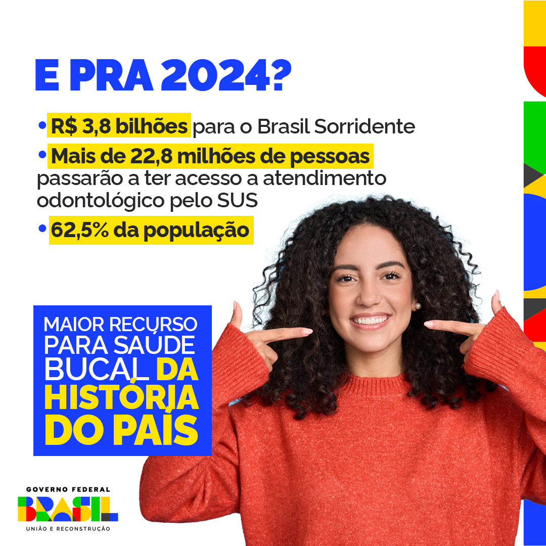 O Brasil sorrindo de novo! O presidente Lula sancionou projeto de lei que incluiu a Política Nacional de Saúde Bucal, também conhecida como Brasil Sorridente. Assim, a saúde bucal passou a ser um direito garantido por lei.