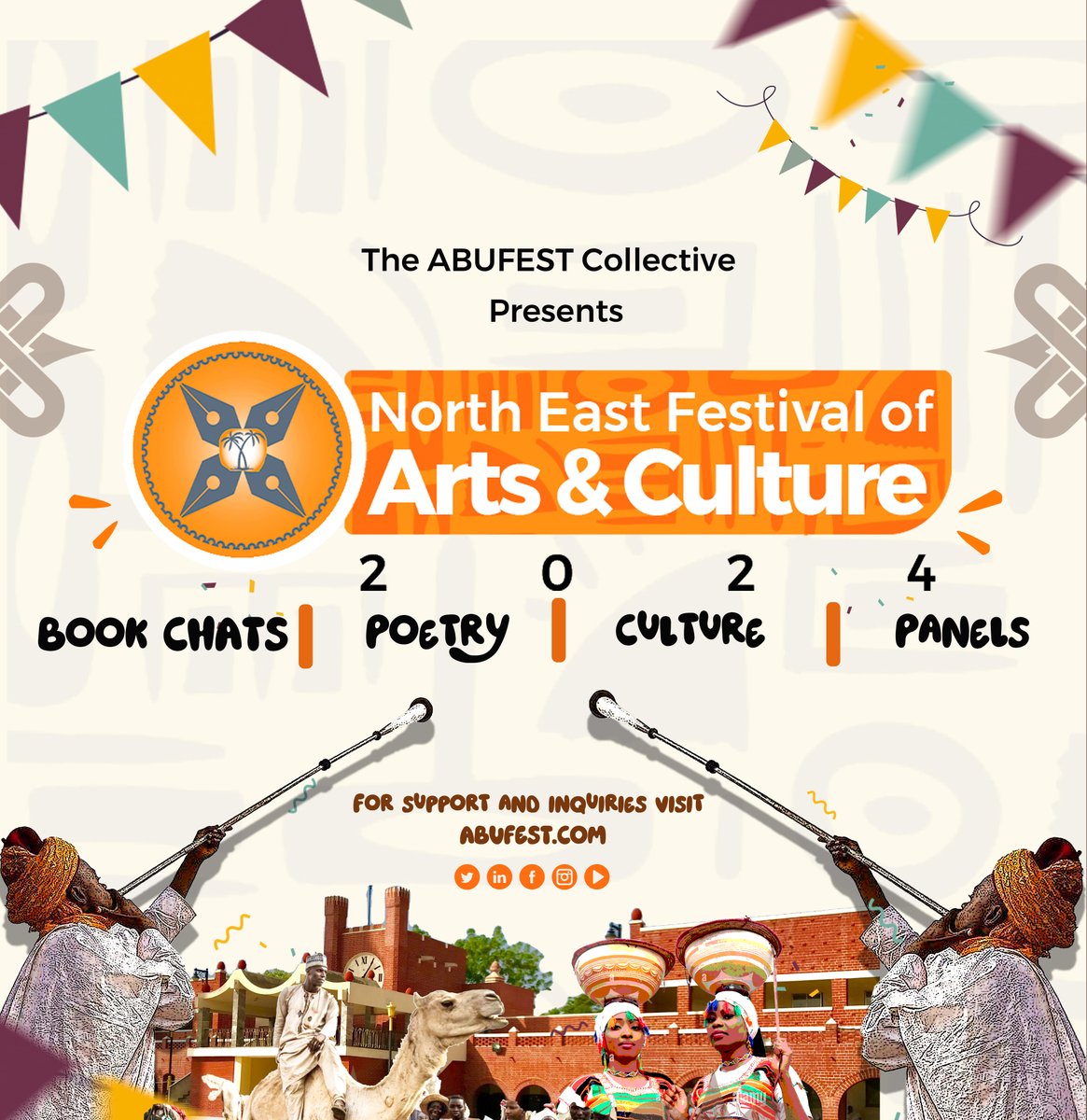🌟 Introducing the North East Festival of Arts and Culture! 🌟

We are thrilled to announce the North East Festival of Arts and Culture, a vibrant celebration of peace, education, and the rich culture of North East Nigeria. 

For info &amp; Volunteering:  abufest.com