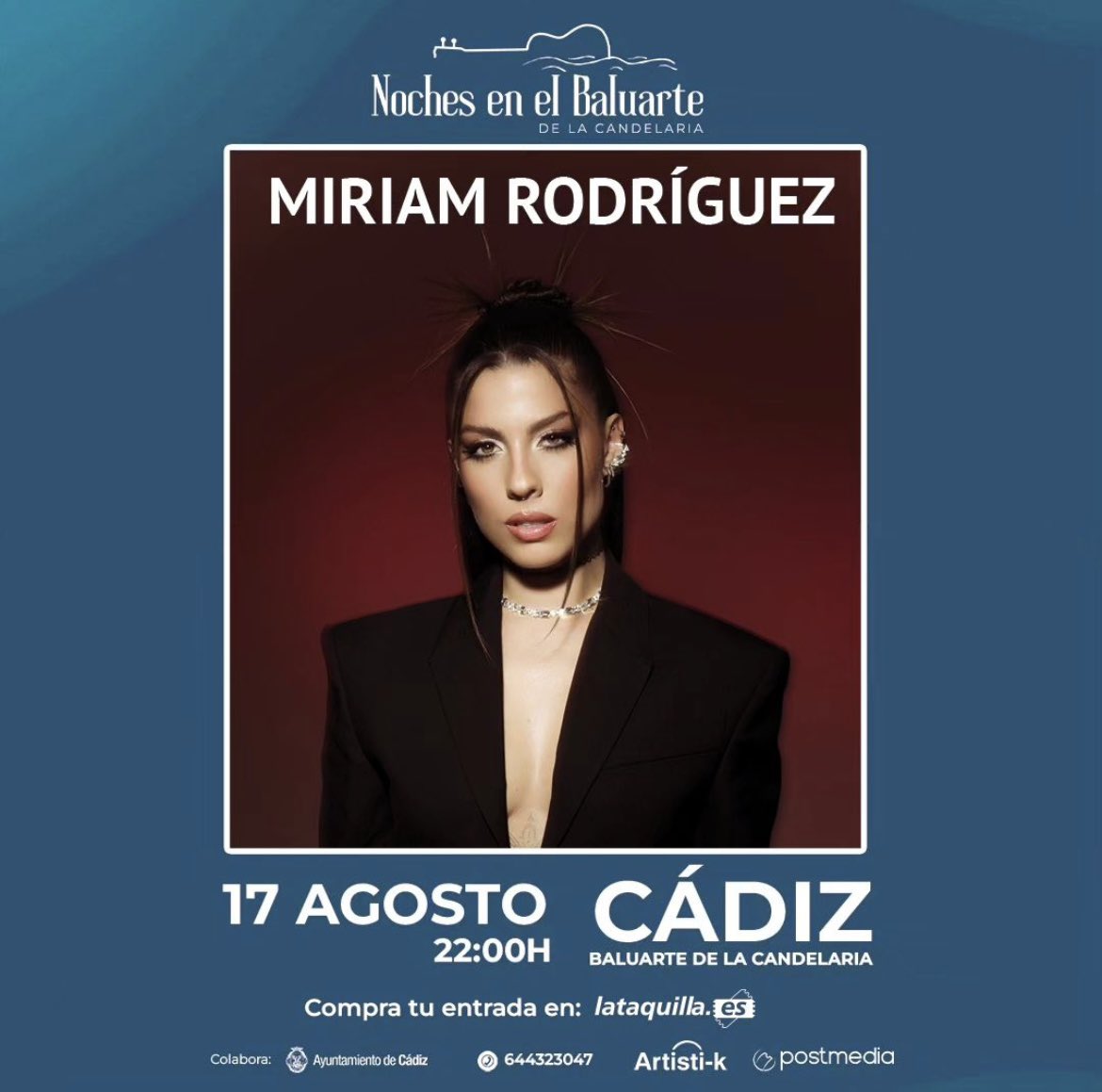 ¡Nueva fecha! <a href="/miriamrmusic_/">Miriam Rodríguez</a> formará parte del ciclo ‘Noches en el Baluarte’. 

📍Baluarte de La Candelaria, Cádiz 
🗓️ 17 de Agosto

🎟️ lataquilla.janto.es/espectaculo/mi…