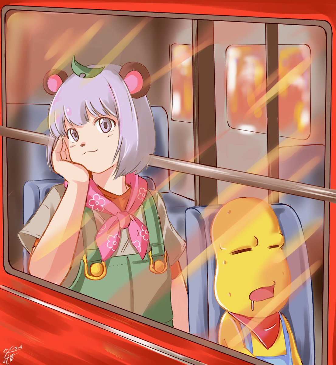 sprayart_noa's tweet image. バス旅(*´꒳`*)

#ぽこあーと #ぽこピー #甲賀流忍者ぽんぽこ #おしゃれになりたいピーナッツくん 
#イラスト #里の民とつながりたい