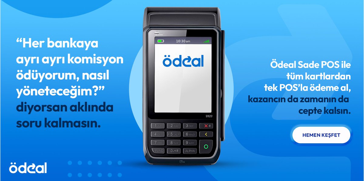 Her banka için ayrı komisyonlar ödemek yormadı mı? 😉
Ödeal ile her banka kartlarından tek posla ödeme almaya başla, akındaki soruları kaldır. 😎

#Ödeal #POS