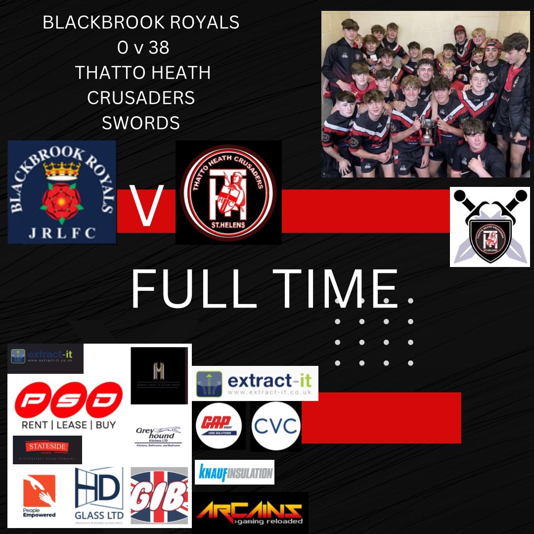 Another solid performance from Thatto Heath Swords <a href="/ThattoRugby/">Thatto Heath Crusaders</a> ❤️🖤🤍🏉 Thank you to our sponsors <a href="/GAPGroupHire/">GAP Group</a> <a href="/CVC_Capital/">CVC</a> <a href="/empowered_cic/">People Empowered CIC</a> <a href="/hdglassltd/">Hdglassltd</a> <a href="/statesidefoods/">Stateside Foods</a> <a href="/PSDrental/">PSD vehicle rental</a> <a href="/arcainslpl/">ArCains</a> <a href="/knaufinsulation/">Knauf Insulation</a> <a href="/Greyhoundkit/">Greyhound Kitchens</a>