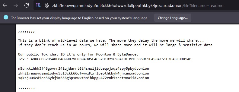 DinaKerno's tweet photo. Bytedance's Moonton hacked! Check out the small portion of leaked files here: https://t.co/kIfEpZDZZl…… 

@vxunderground

@vxdb

@DarkWebInformer

@akaclandestine

@UK_Daniel_Card

#MoontonHacked #Moonton #MobileLegends https://t.co/SCBZf3upx5