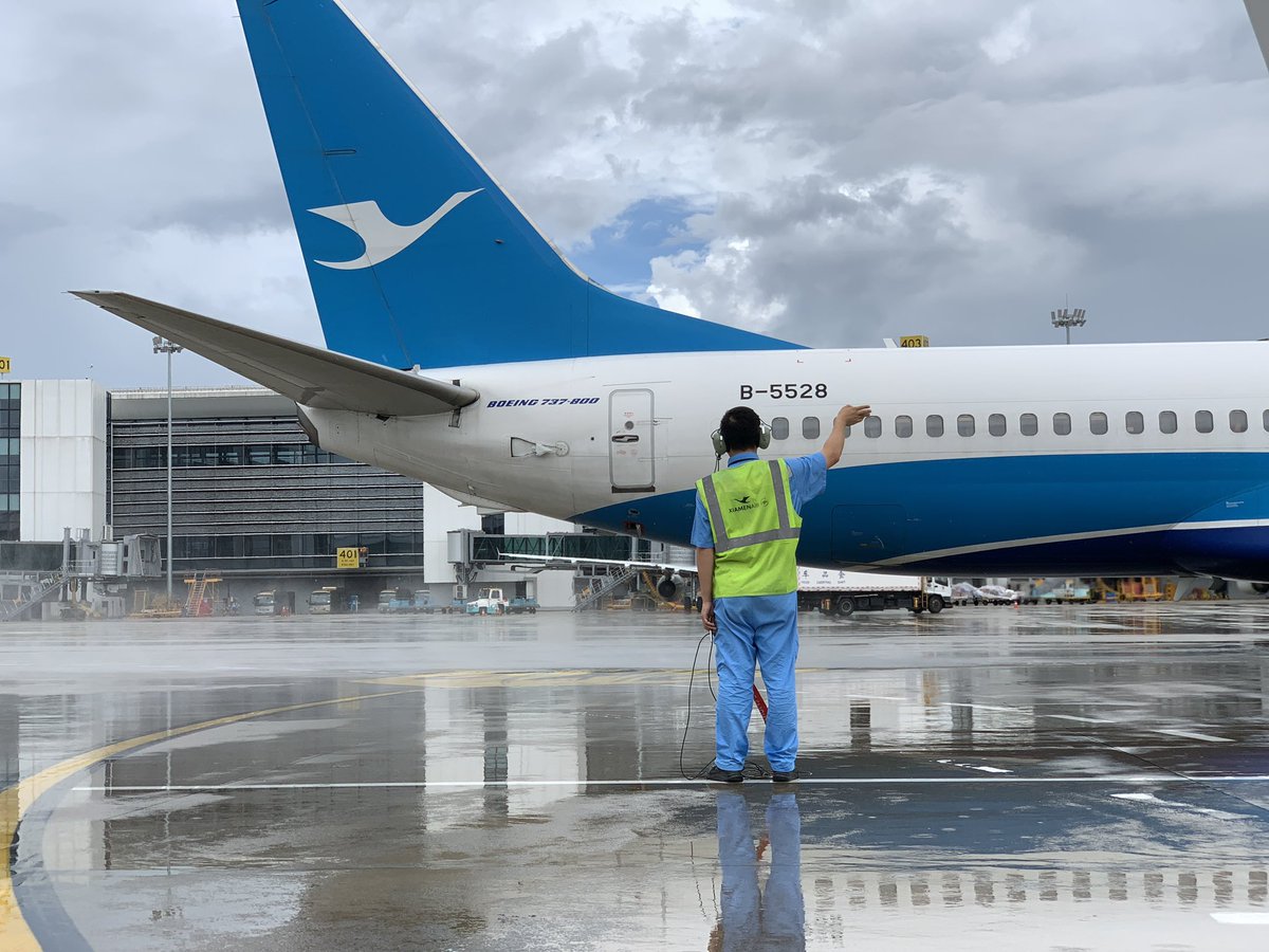 XiamenAirlines's tweet photo. When the rain clears, the sky paints itself blue, and our dedicated staff guides the egret towards new horizons. Let's chase rainbows and embark on colorful adventures together! 🛫#FlyingFun https://t.co/6gbAaonUl2