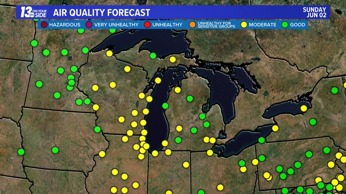 Updated daily:  here's today's air quality forecast.  Get more information at airnow.gov.  #wmiwx #miwx #WestMichigan