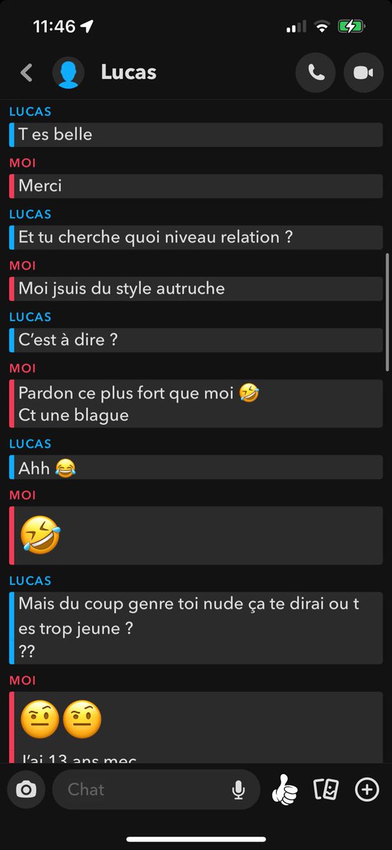 nicolasjlt's tweet photo. Quand je demande à ma fille de 13 ans ce qu'elle a fait ce matin @LaTeamMoore1 #pedo #snapchat #MeToo https://t.co/voumFxWEW8