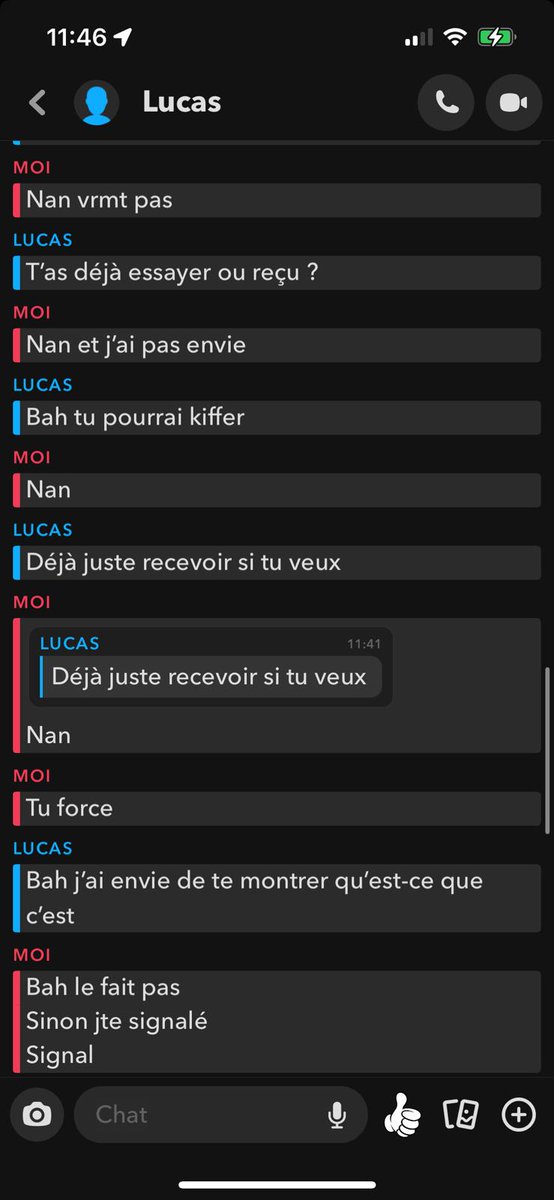 nicolasjlt's tweet photo. Quand je demande à ma fille de 13 ans ce qu'elle a fait ce matin @LaTeamMoore1 #pedo #snapchat #MeToo https://t.co/voumFxWEW8