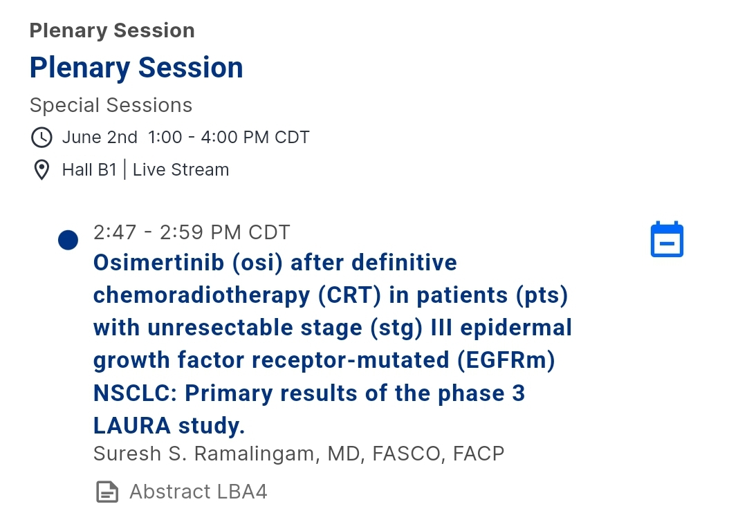 HHorinouchi's tweet photo. 🆙BRAKING‼️ #ASCO24 "Lung" Plenary abstract
✅#LBA4 LAURA: Osi after CRT in EGFRm
🎙️@RamalingamMD
🎯PFS HR 0.16 (95%CI 0.10-0.24)
🎯OS HR 0.81 (95%CI 0.42-1.56), 20% maturity
✅Primary: PFS
✅NCT03521154
📰https://t.co/3xj29hFKAl
#LCSM @OncoAlert @ASCO
https://t.co/IvF5M7ZdHP https://t.co/5jATE59dfY