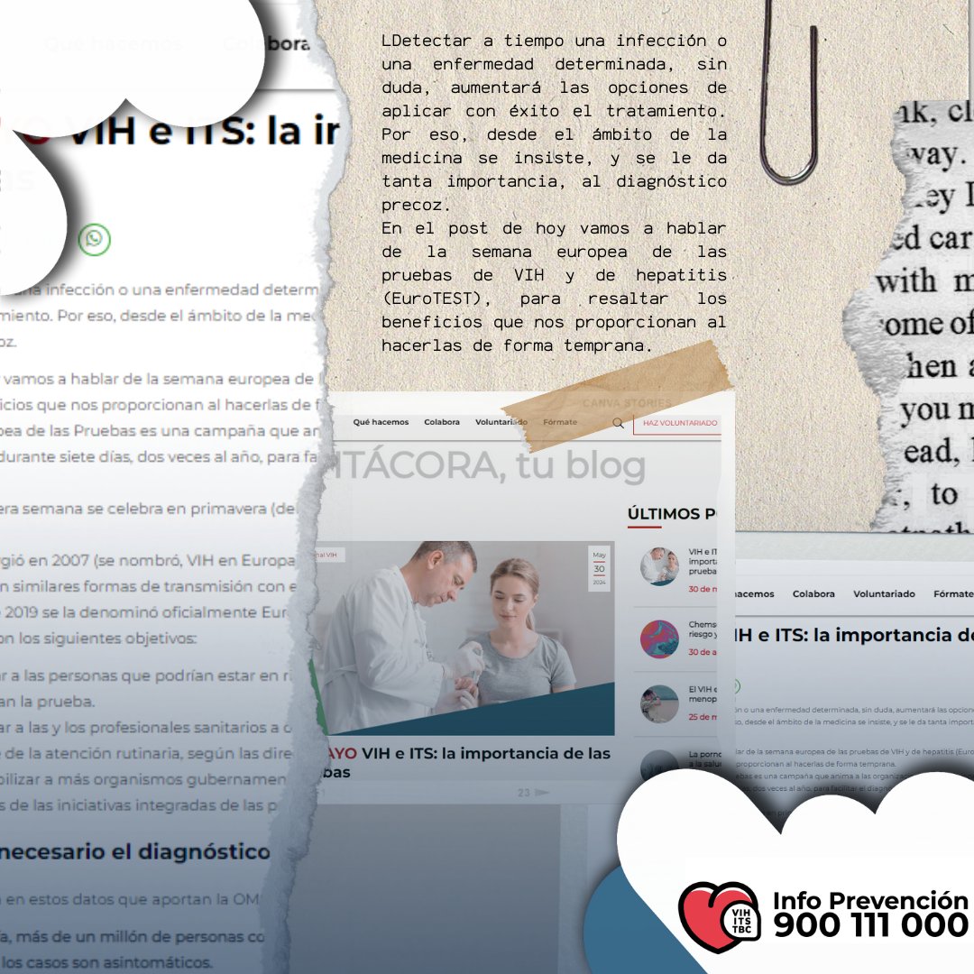 Info-Prevención VIH/ITS/TBC (@infovihcruzroja) on Twitter photo En el #post de hoy vamos a hablar de la semana europea de las #pruebas de VIH y de #hepatitis <a href="/EuroTestWeek/">European Testing Week</a>, para resaltar los beneficios que nos proporcionan al hacerlas de forma temprana.
Pásate por #VIHtácora, tu #blog, para informarte😉
👉ow.ly/aL4g50S4osu En el #post de hoy vamos a hablar de la semana europea de las #pruebas de VIH y de #hepatitis <a href="/EuroTestWeek/">European Testing Week</a>, para resaltar los beneficios que nos proporcionan al hacerlas de forma temprana.
Pásate por #VIHtácora, tu #blog, para informarte😉
👉ow.ly/aL4g50S4osu