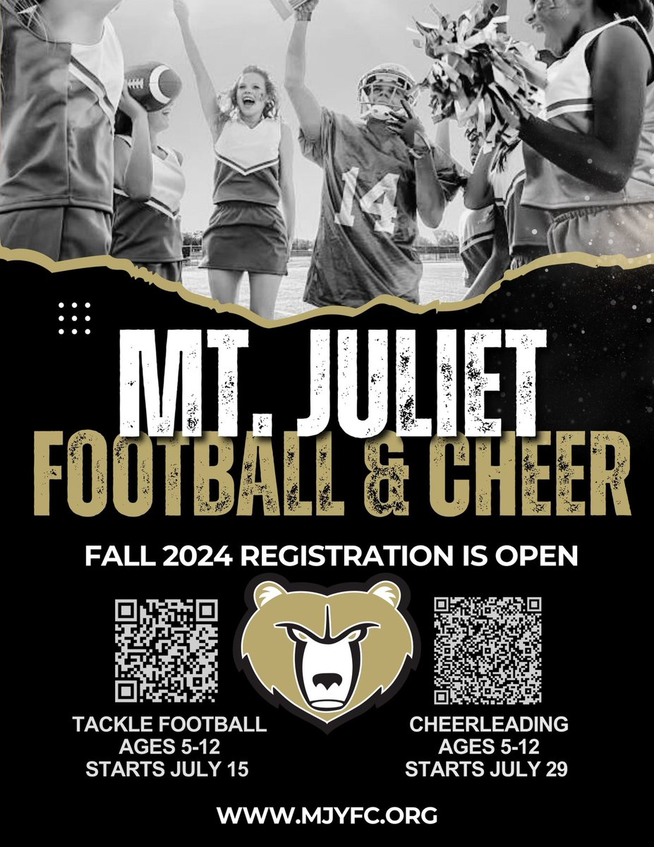 MJYFC's tweet image. Sign-ups happening now for Cheer, Tackle Football &amp;amp; Girls Flag Football.  Football starts 7/15,  Cheer starts 7/29, 
Girls Flag starts 8/14.  Click the link in bio for more details and to register online: