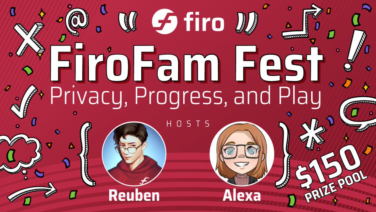🎉#Firofam Fest'i duyuruyoruz!🎉

#FIRO ile ilgili gelişmeler hakkında güncellemeler almak için 7 Haziran'da saat 14:00 UTC'de Firo'nun Discord'unda bir topluluk buluşması için bize katılın.
Sınavlar ve 150 $ ödül havuzlu bir Firo Runner yarışması olacak! 💰 Kaçırmayın! #FiroFest