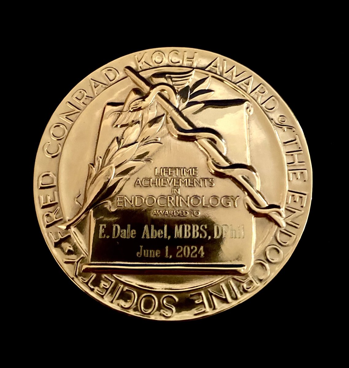 I received a gold medal this weekend, but not for running. Thank you ⁦<a href="/TheEndoSociety/">Endocrine Society</a>⁩ for this honor. #ENDO2024