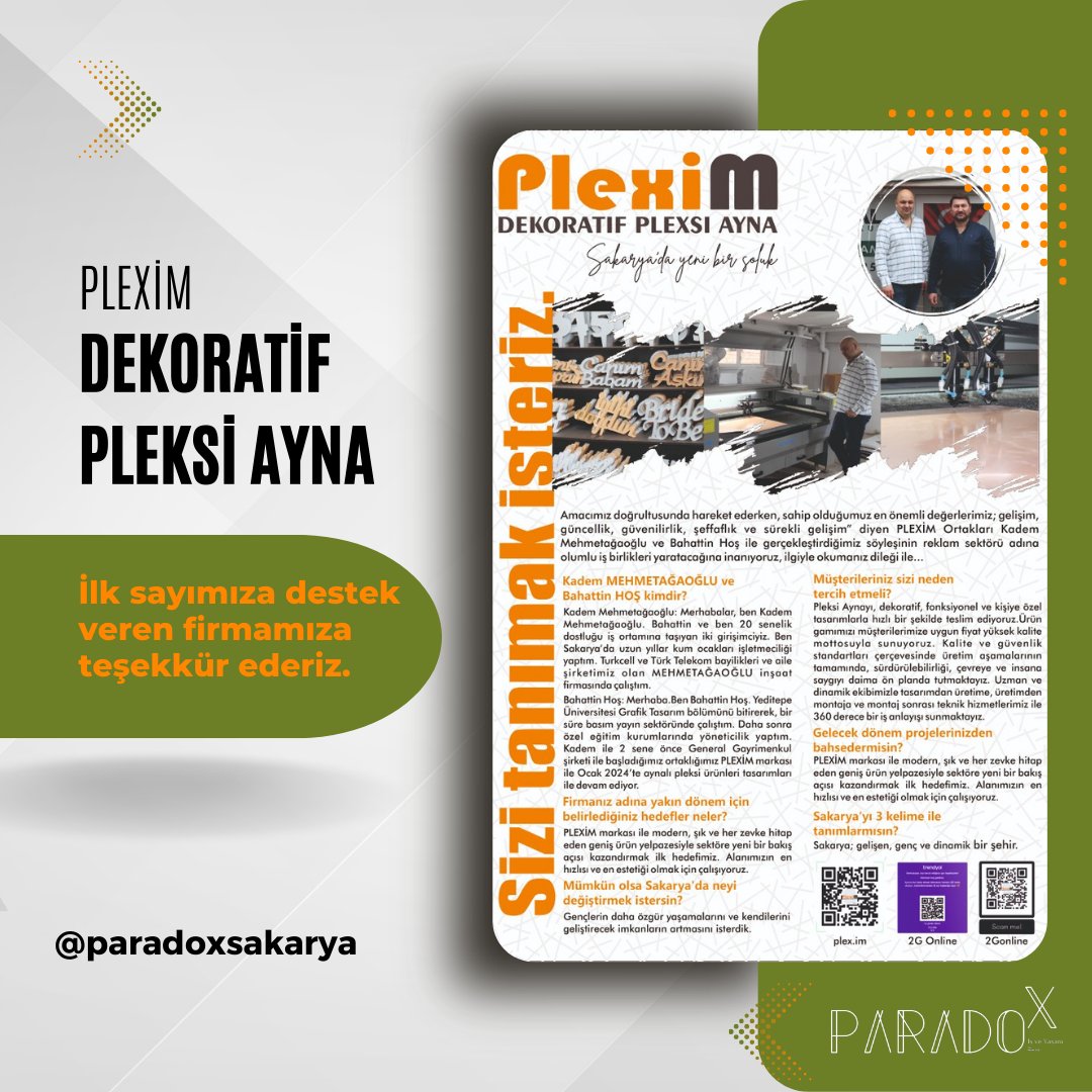 esraakonuk's tweet photo. Dergimizin 1. Sayısına destek veren firmalarıma Paradox Sakarya İş ve Yaşam Dergisi olarak teşekkür ederiz. 
#Sakarya https://t.co/CjOrR0Ivq8