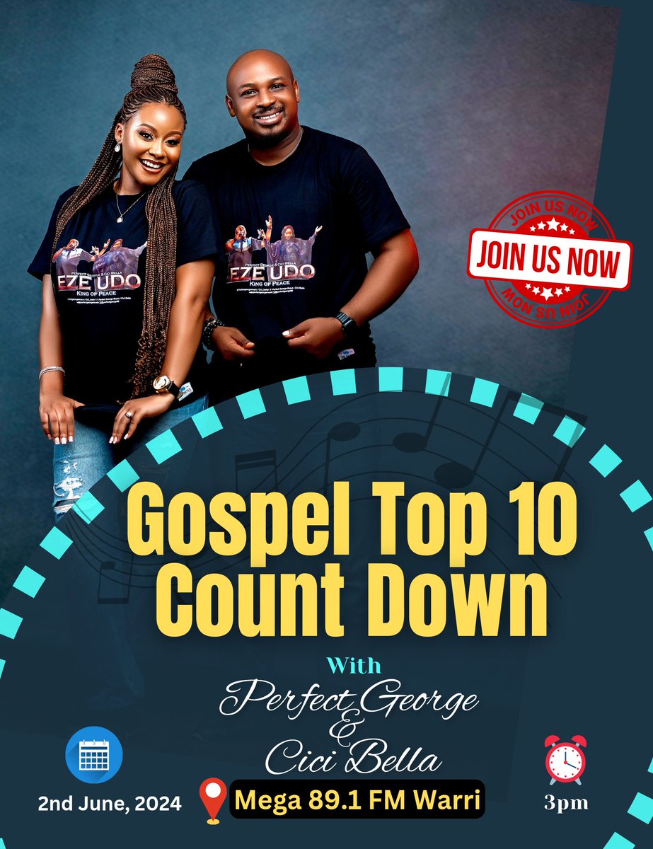 perfectgeorge90's tweet photo. Join Perfect George &amp; Cici Bella today @mega891fm by 3pm Gospel Top 10 Count Down. It promises to be full of excitement.
Join from any part of the world with the link below 👇 👇 👇 
https://t.co/0EHif4cmWT
@Beke13147793 @BrayelaLayefa @egbegba_ @Iamkunevrizzy @jockfreshprince https://t.co/mVgrZScJjz