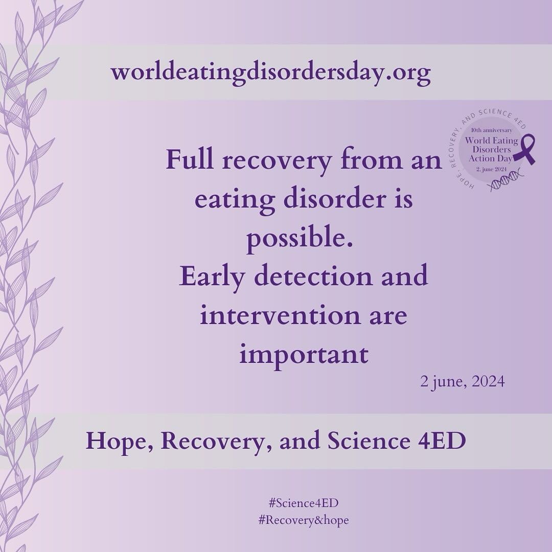 For #WorldEatingDisorderActionDay2024 I want to remind you that recovery IS possible. 18 years ago I was deemed too sick to recover. Yet here I am living a happy, healthy, ED free life. I choose to keep fighting for other by offer therapy, education, and working in research.