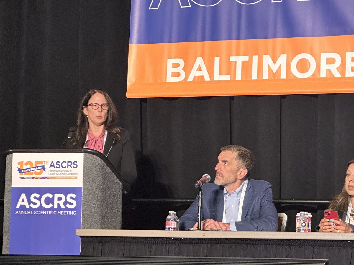 ASCRS/SSAT super session IBD- Happening now 
Superb overview of the data on treatment of fistulizing Perianal Crohn Disease by <a href="/RumerMDPhD/">Kristen Rumer</a> #ASCRS24 #ClevelandClinicFlorida