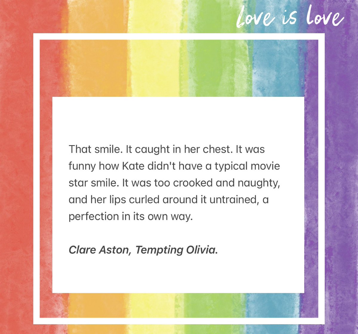 RachLHReviews's tweet image. Day 2 of share a quote I love, from a book I adore brings us Tempting Olivia by @RClareAshton . This is one of the most romantic books I’ve read. The way Olivia sees her idol Kate, is swoon worthy. 

#Pride24 #PrideMonth #SapphicReads