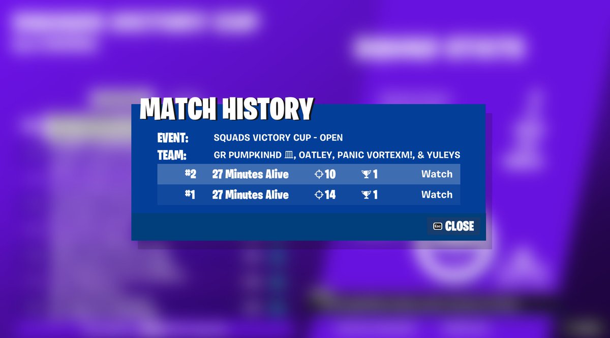 1st SQUAD VICTORY CUP ($800) OLD MANS BACK
